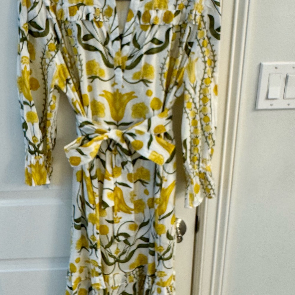 Floral Yellow and Green Women's Dress
